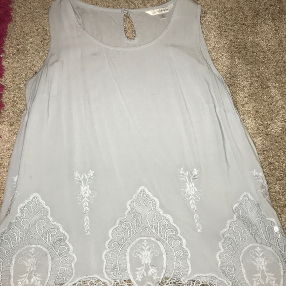Charming charlie baby blue tank w lace detailing - Picture 1 of 2